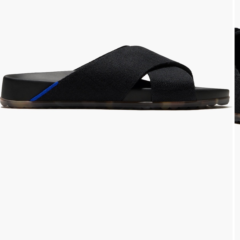 Rothy’s The Weekend Slide Black Crisscross Sandals Size 7 - Picture 4 of 9